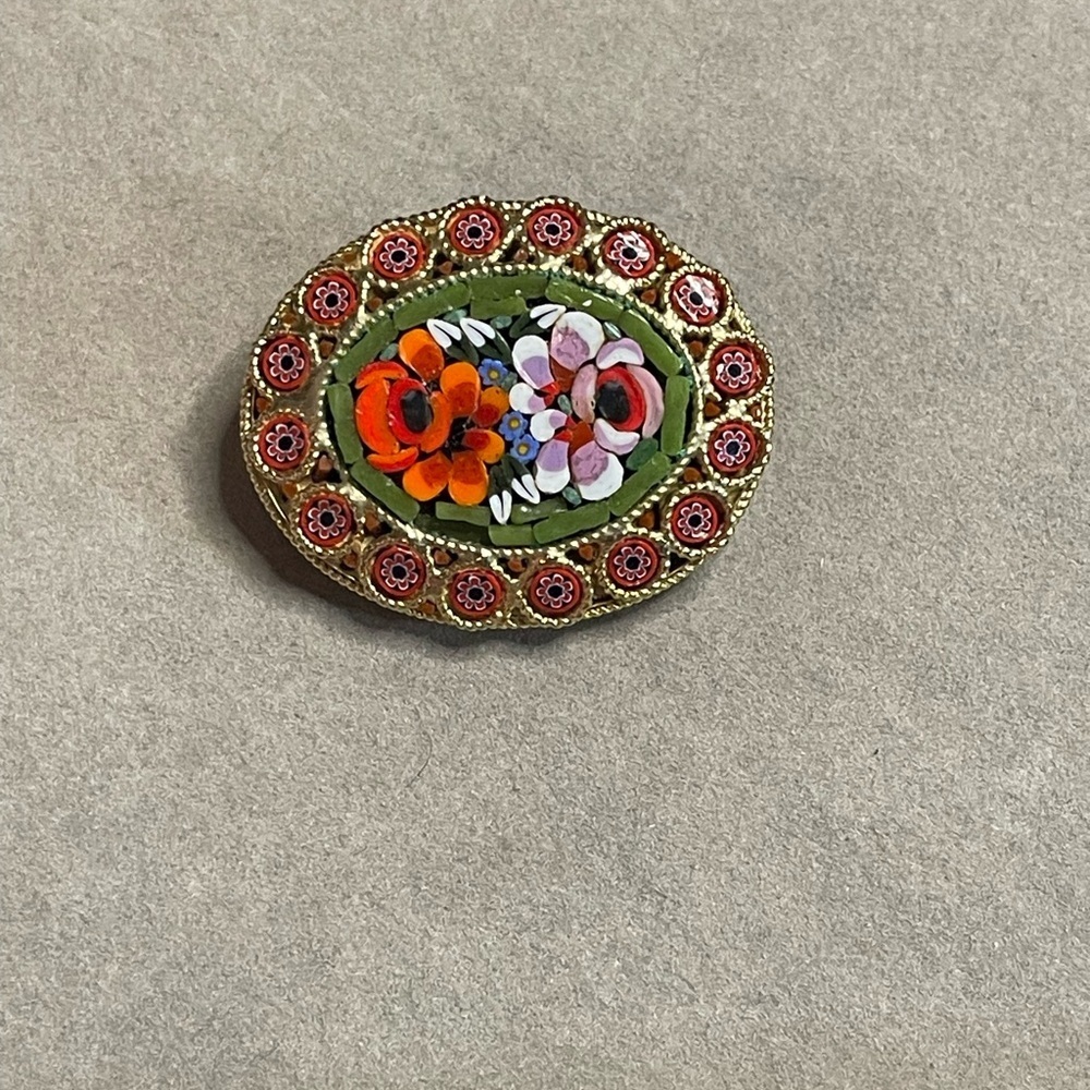Vintage micro mosaic brooch